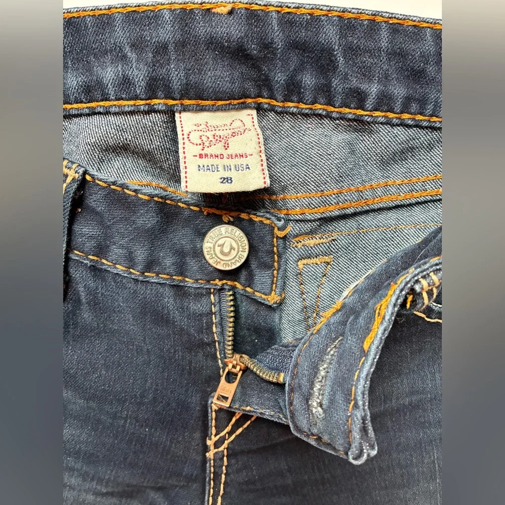TRUE RELIGION BECCA Mid-Rise Dark Wash Peak Spot Flared Bootcut Jeans - Size 28 - Picture 2 of 15